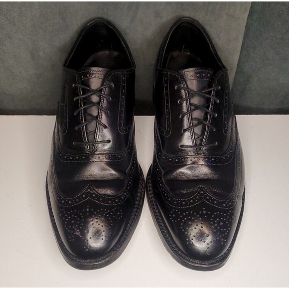 Johnston & Murphy Crown Aristocraft Black Wingtip Oxford Shoes US 9 E/C (WIDE) - Picture 3 of 11